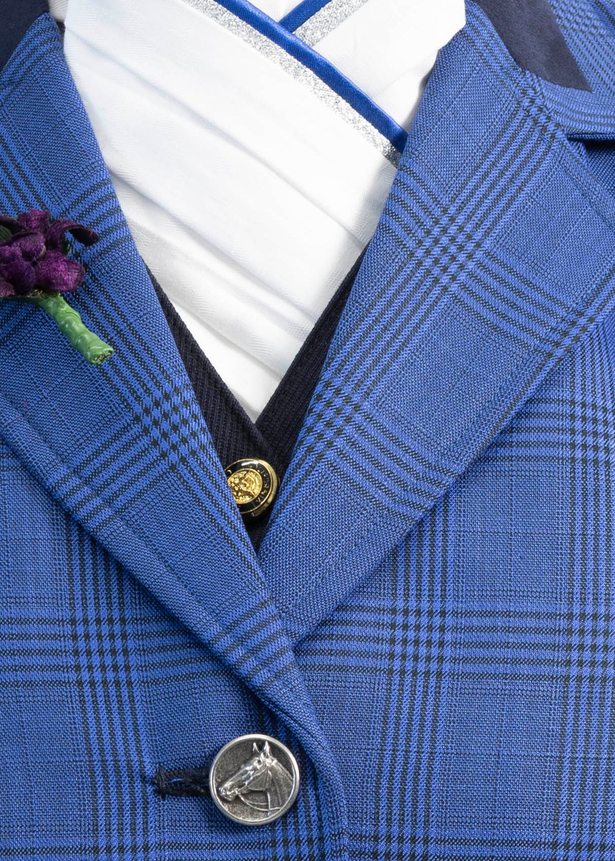 22 - 2025 Ladies Royal blue tweed with a dark navy overcheck jacket