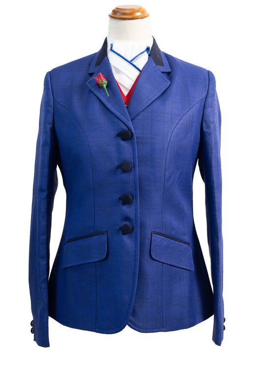 23 - 2025 Ladies Vibrant royal blue tweed with a subtle blue overcheck jacket