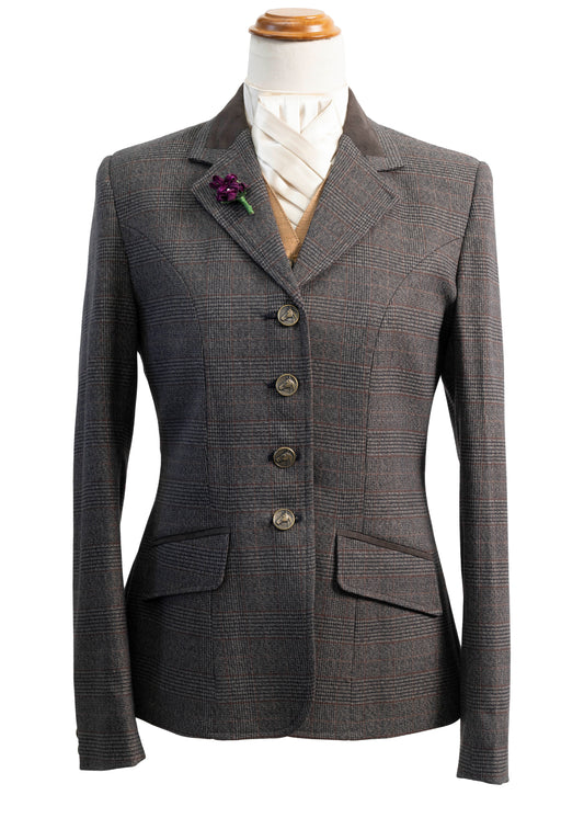 26 - 2025 Ladies classic brown tweed with a chocolate brown and rust overcheck jacket