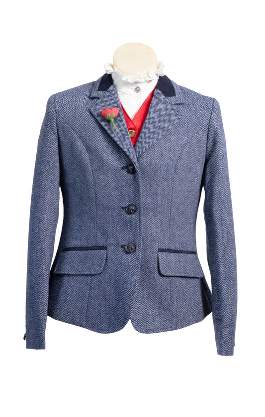 3 - 2025 Children's Navy And Silver Midweight Pure Wool Herringbone Tweed Jacket