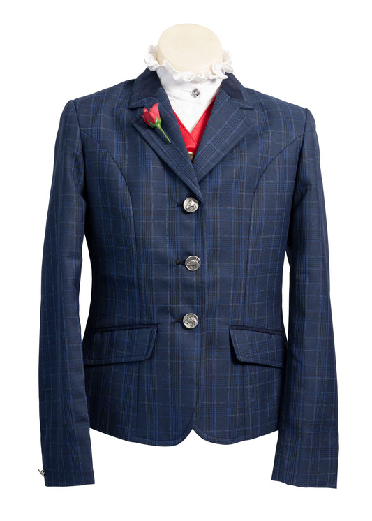 12 - 2025 Children's Navy Tweed with Silver & Mid Blue Overcheck Jacket