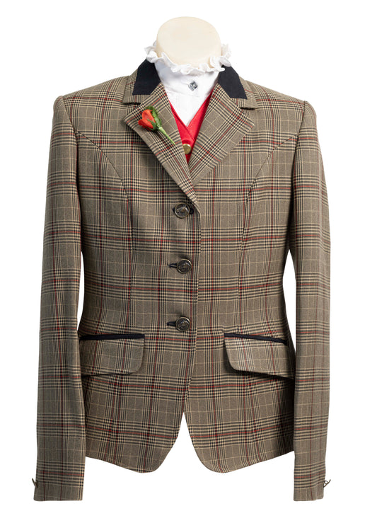 17 - 2025 Children's Gold & Chocolate Brown Tweed with Red Overcheck Jacket