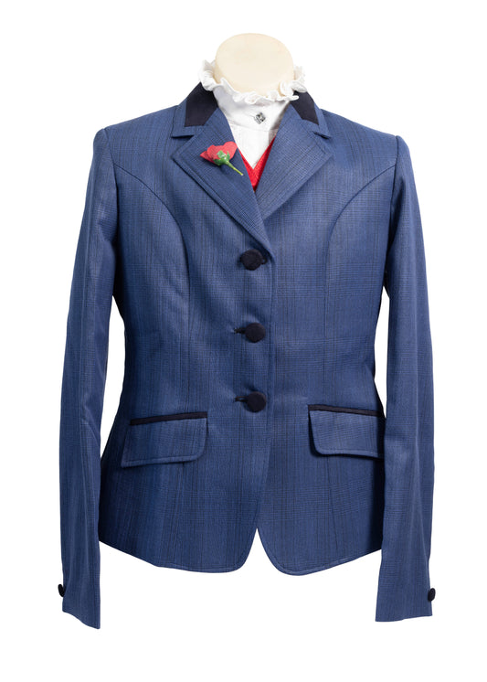 9 - 2025 Children's Mid Blue Wool Blend Tweed with Navy Overcheck Jacket