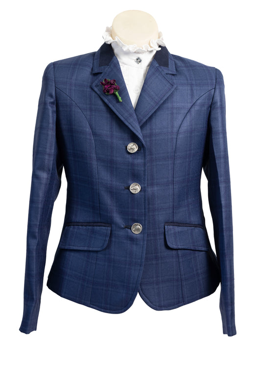 13 - 2025 Children's Navy Tweed with Multi Blue Overcheck Jacket