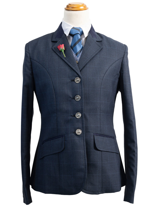 13 - 2025 Ladies classic navy blue tweed with subtle blue overcheck jacket