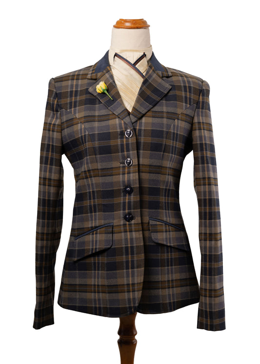 13 - 2026 Ladies Navy, Grey & Copper wool blend tweed with muted gold & brown tones jacket