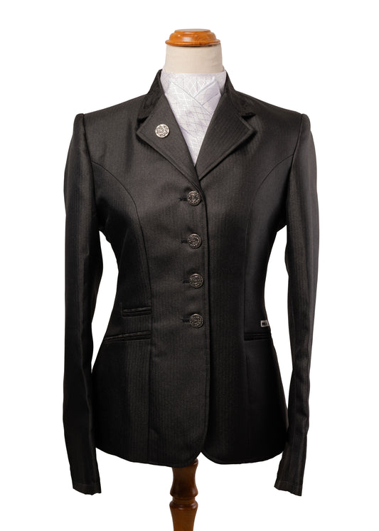 18 - 2026 Ladies Gleaming Black herringbone wool blend jacket