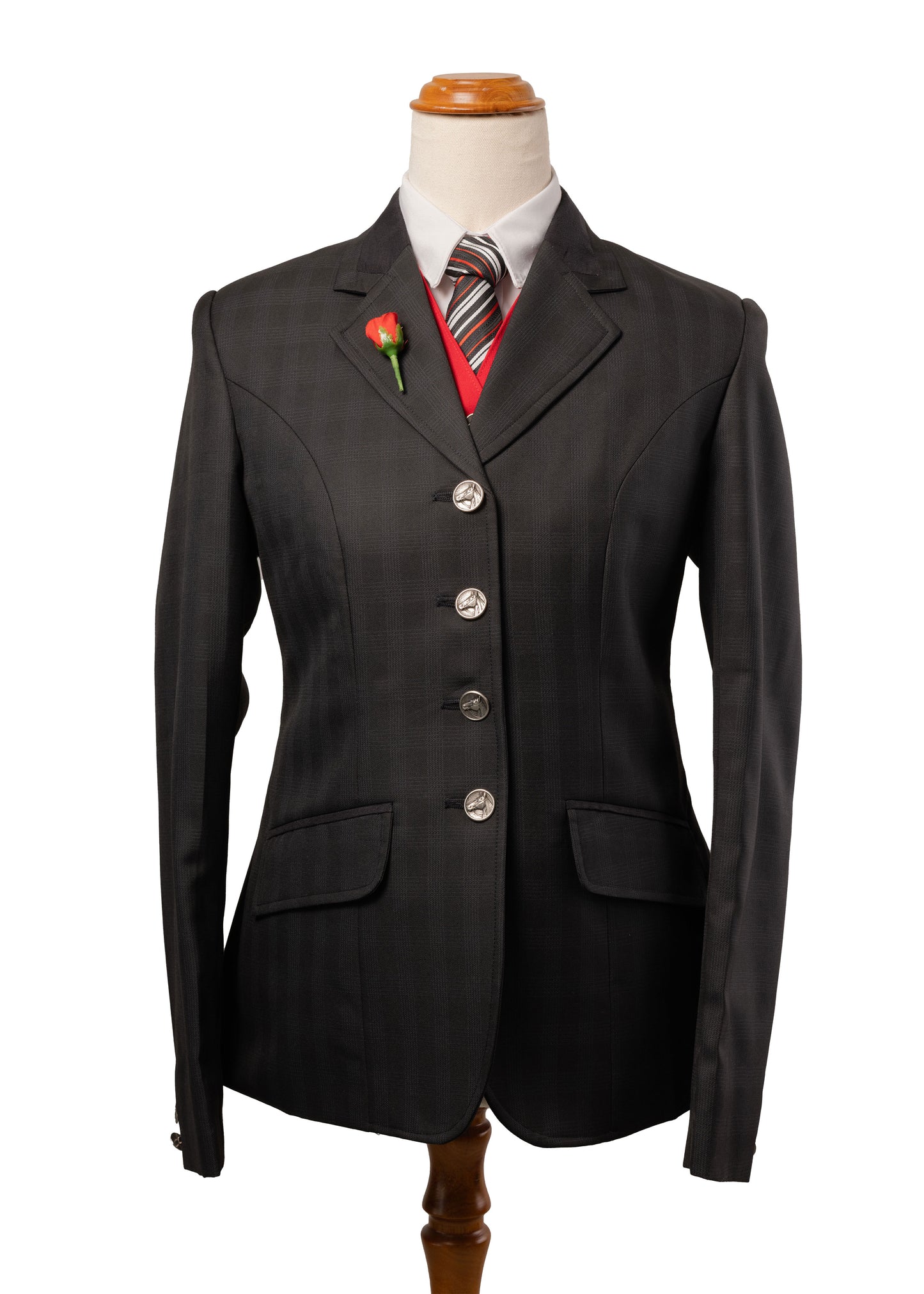 20 - 2026 Ladies Black wool blend with a very subtle self pattern jacket