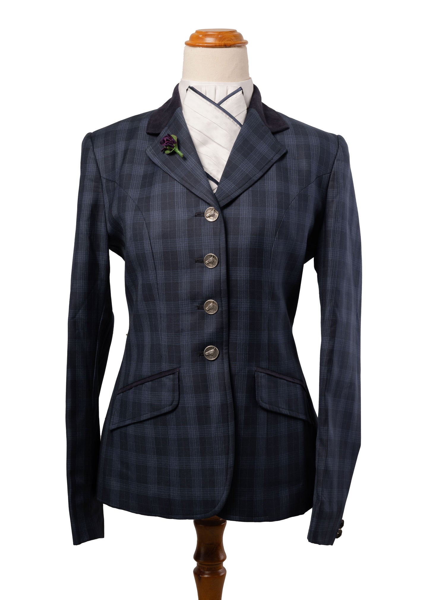 21 - 2026 Ladies Navy wool blend tweed with a mid blue overcheck jacket