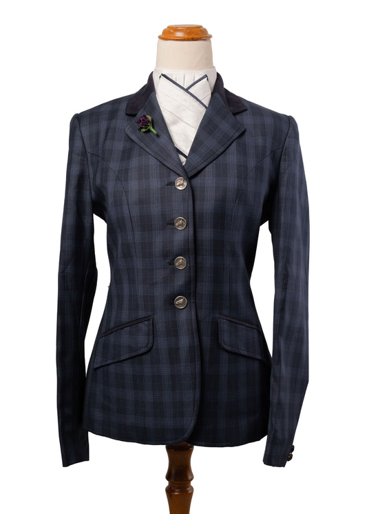21 - 2026 Ladies Navy wool blend tweed with a mid blue overcheck jacket