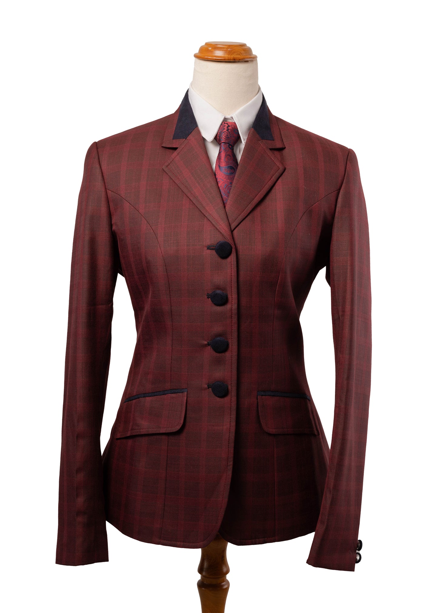 24 - 2026 Ladies Burgundy fine wool blend tweed with a subtle self pattern jacket