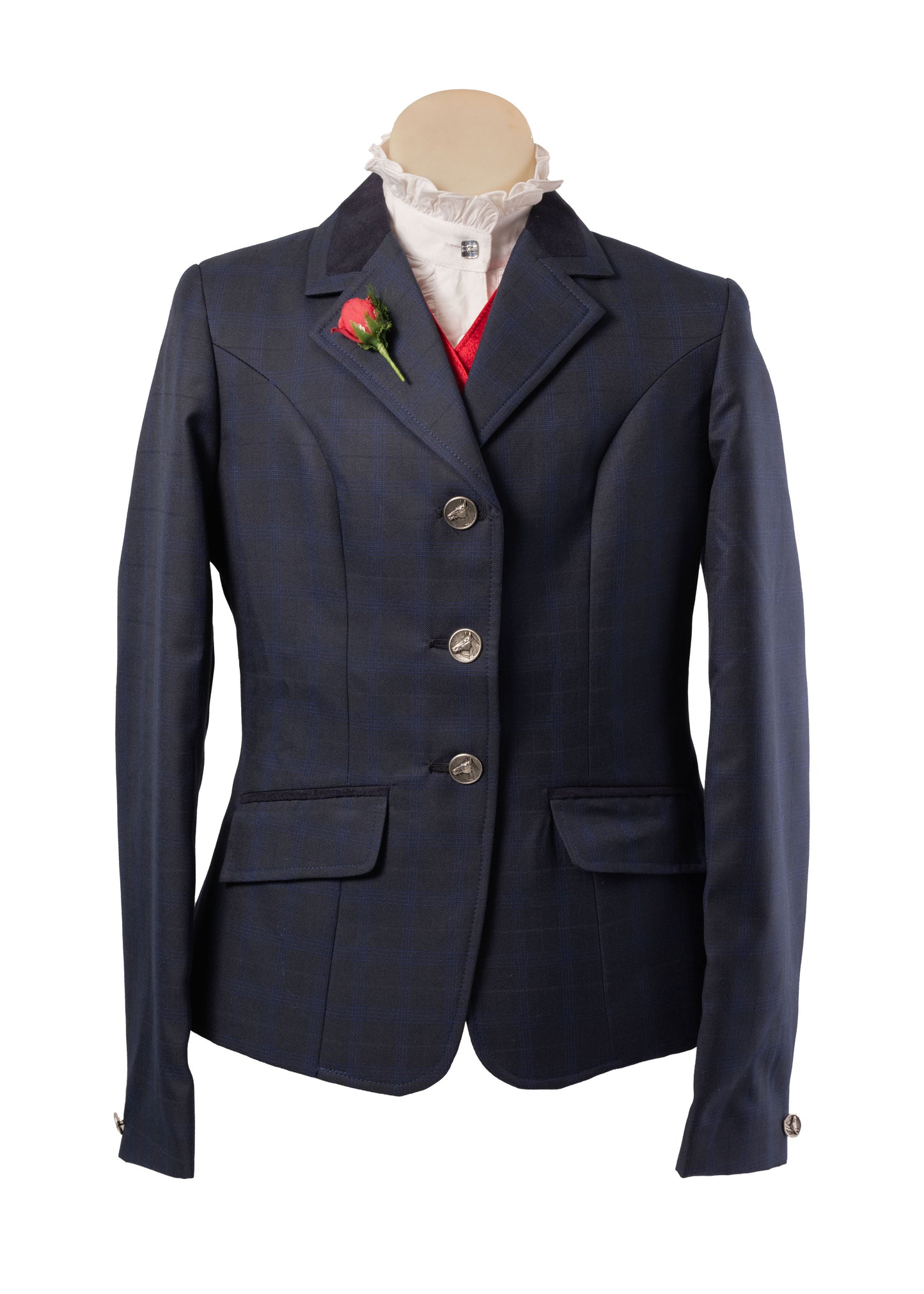 02 - 2026 Childrens Dark Navy fine wool blend with a subtle royal blue overcheck Jacket