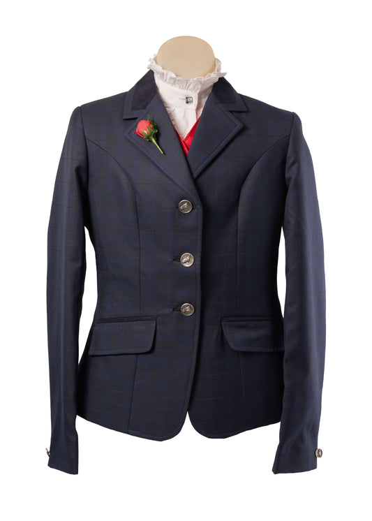 02 - 2026 Childrens Dark Navy fine wool blend with a subtle royal blue overcheck Jacket