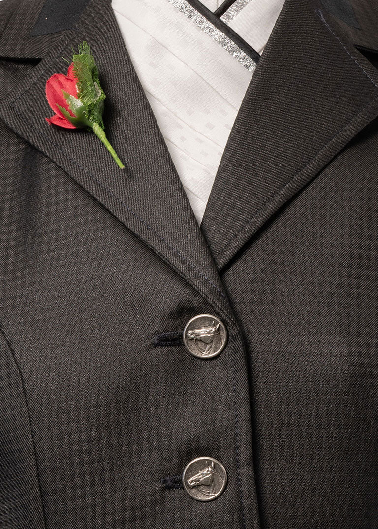 19s - 2026 - Shorter Length - Ladies Black wool blend with a subtle sheen & self pattern jacket