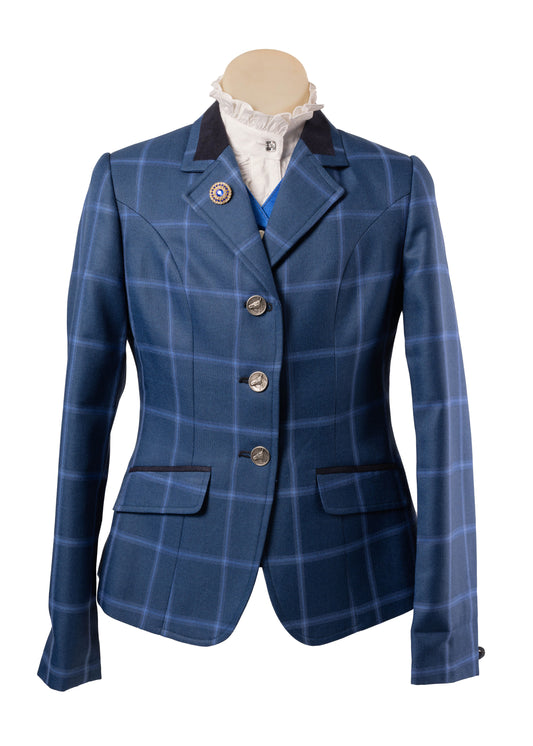 11 - 2026 Childrens Cornflower blue tweed with blue check and navy detail Jacket