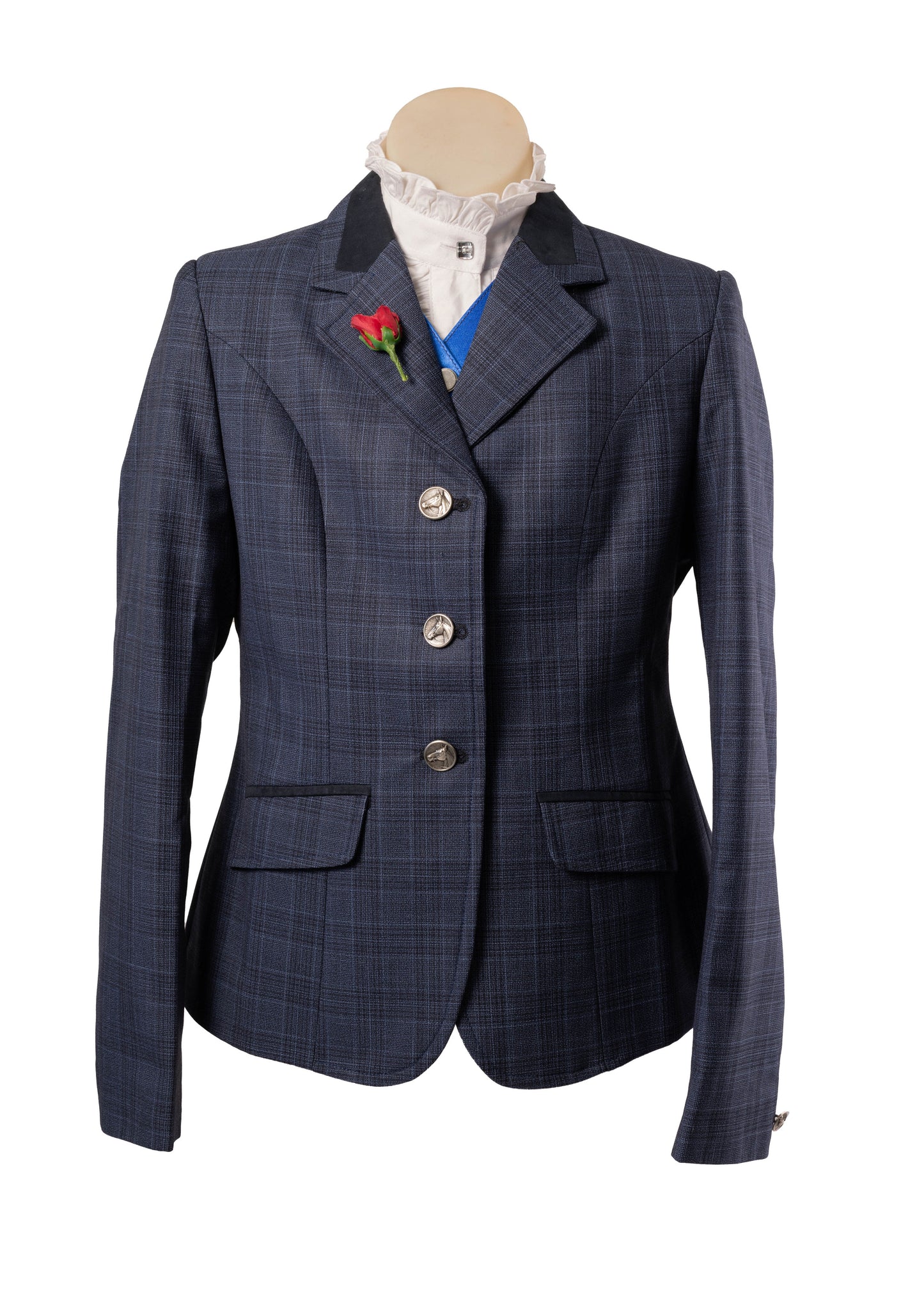 12 - 2026 Childrens Mid blue tweed with lighter blue tones and navy detail Jacket