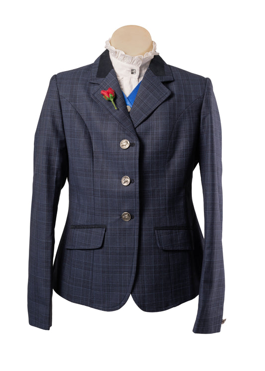12 - 2026 Childrens Mid blue tweed with lighter blue tones and navy detail Jacket