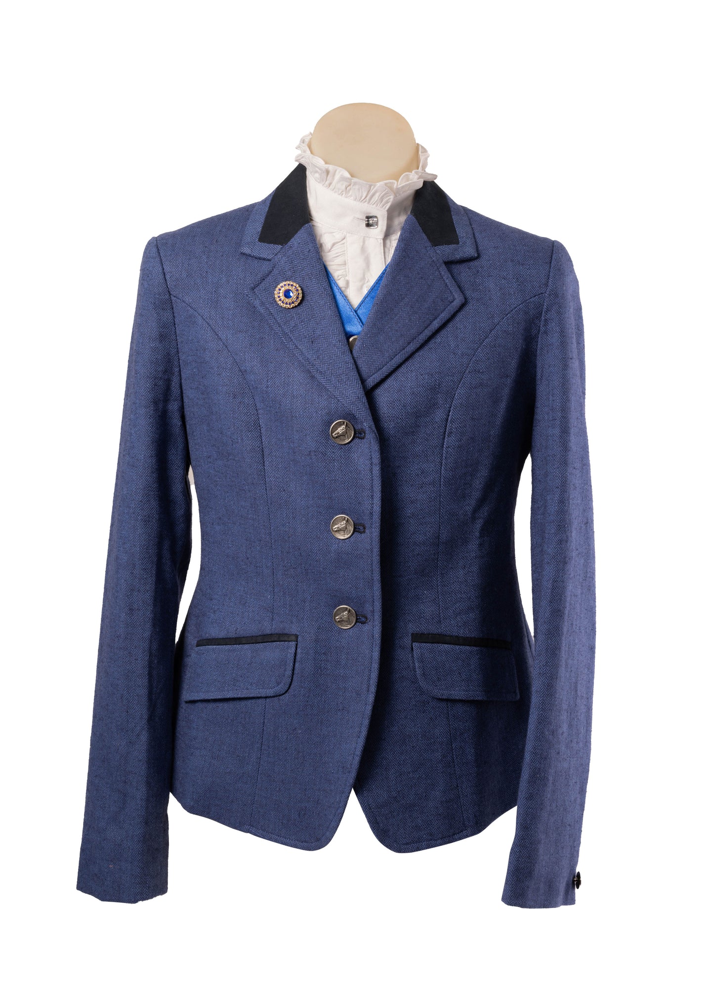 13 - 2026 Childrens Royal blue herringbone tweed and navy detail Jacket
