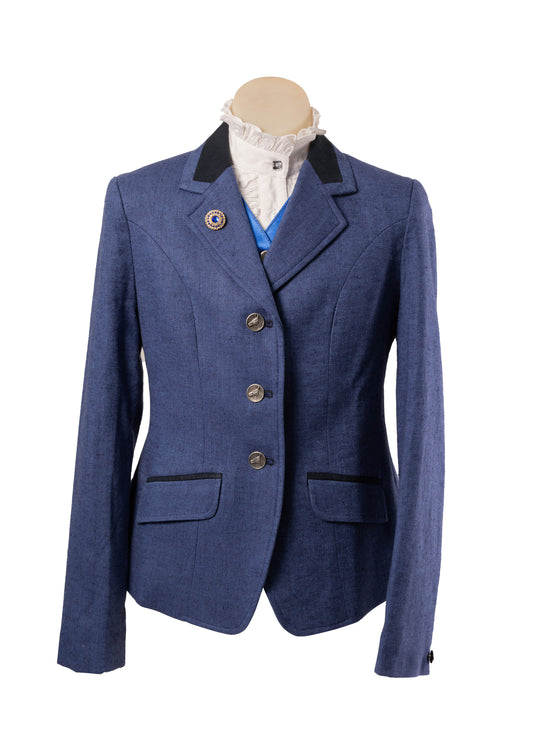 13 - 2026 Childrens Royal blue herringbone tweed and navy detail Jacket