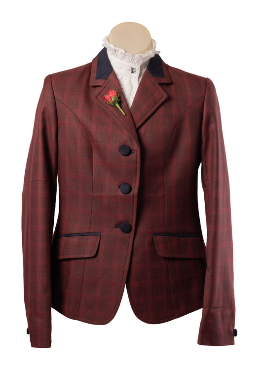 14 - 2026 Childrens Burgundy tweed with subtle self pattern and navy detail Jacket