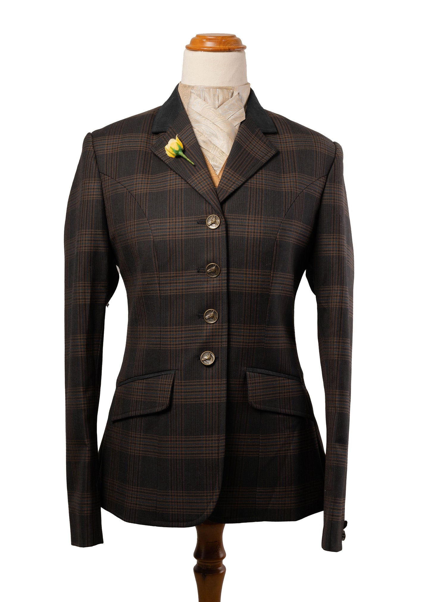 6 - 2026 Ladies Black and Chocolate Brown wool blend tweed jacket