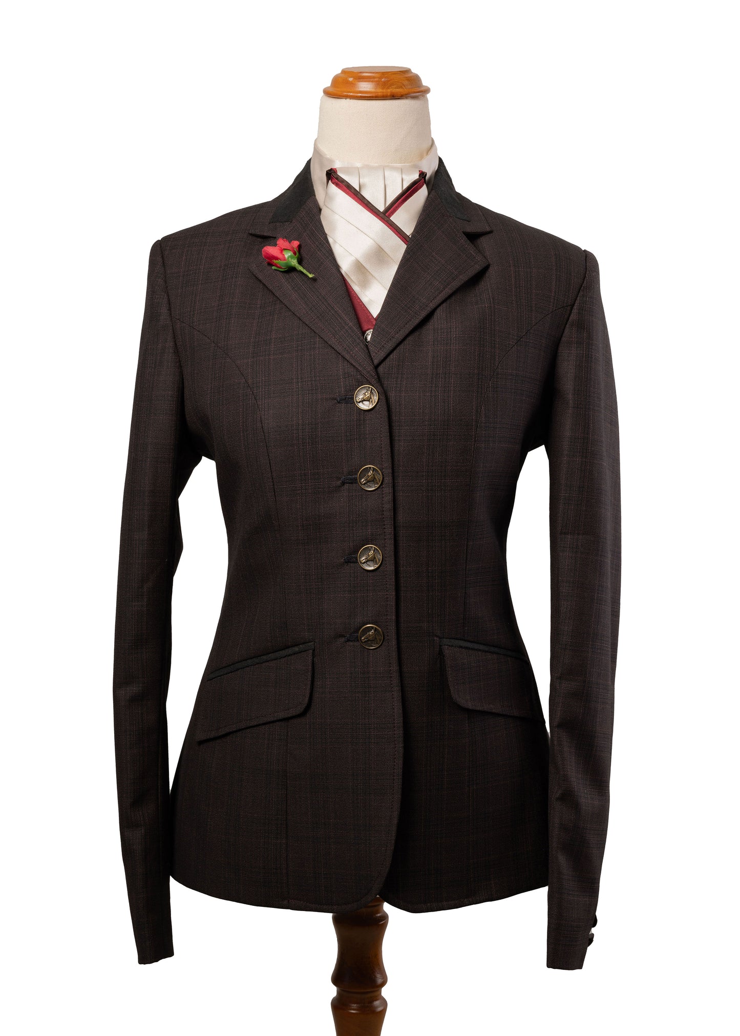 7 - 2026 Ladies Dark Chocolate Brown & Black wool blend tweed jacket