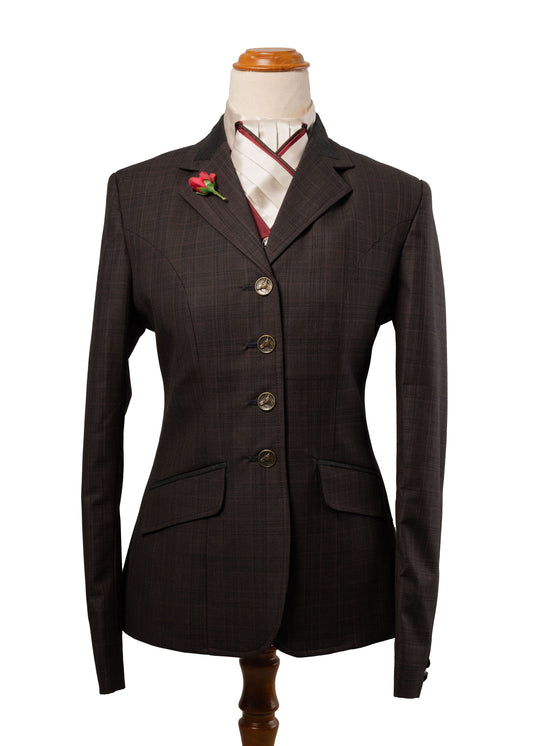 7 - 2026 Ladies Dark Chocolate Brown & Black wool blend tweed jacket