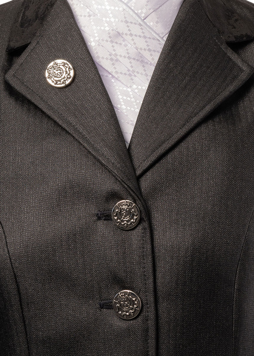 18 - 2026 Ladies Gleaming Black herringbone wool blend jacket
