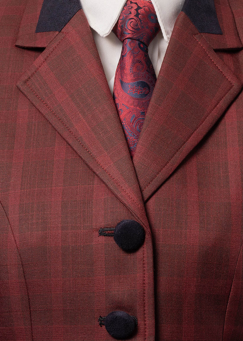 24 - 2026 Ladies Burgundy fine wool blend tweed with a subtle self pattern jacket