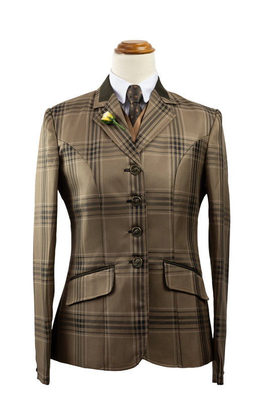 15 - 2024 Ladies caramel brown fine wool blend tweed jacket