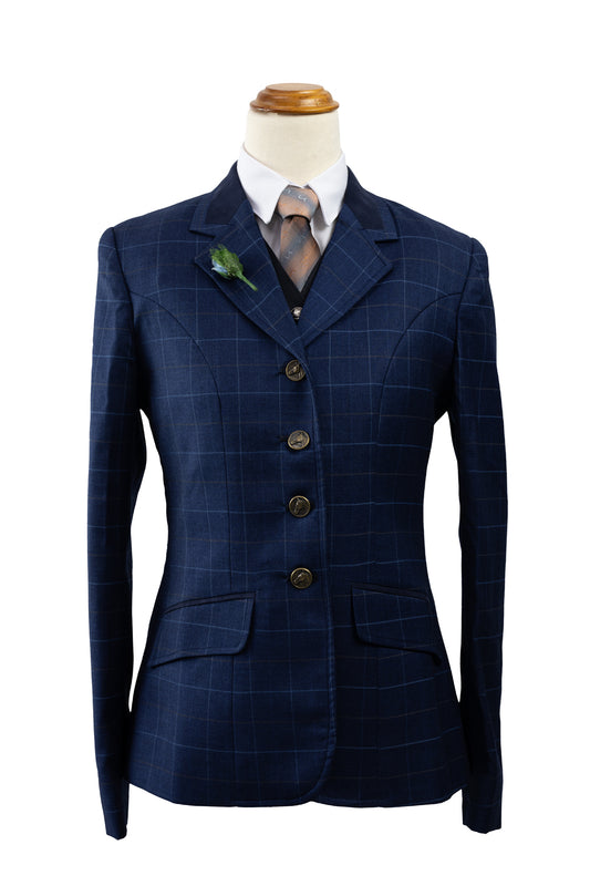 20 - 2024 Ladies Navy wool blend tweed (baby blue and biscuit overcheck) Jacket