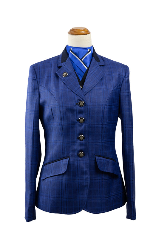 23 - 2024 Ladies Vibrant Royal Blue fine wool blend tweed (with navy overcheck) Jacket