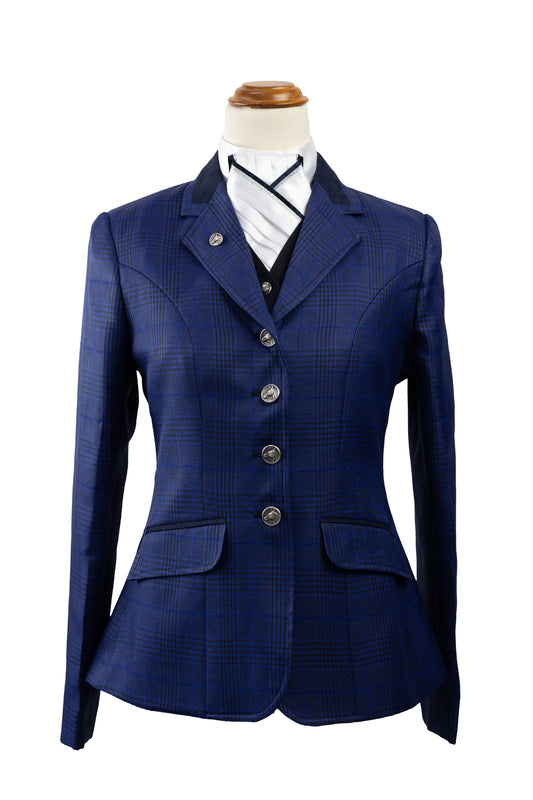 24 - 2024 Ladies Navy fine wool blend tweed (with royal blue and black overcheck) Jacket