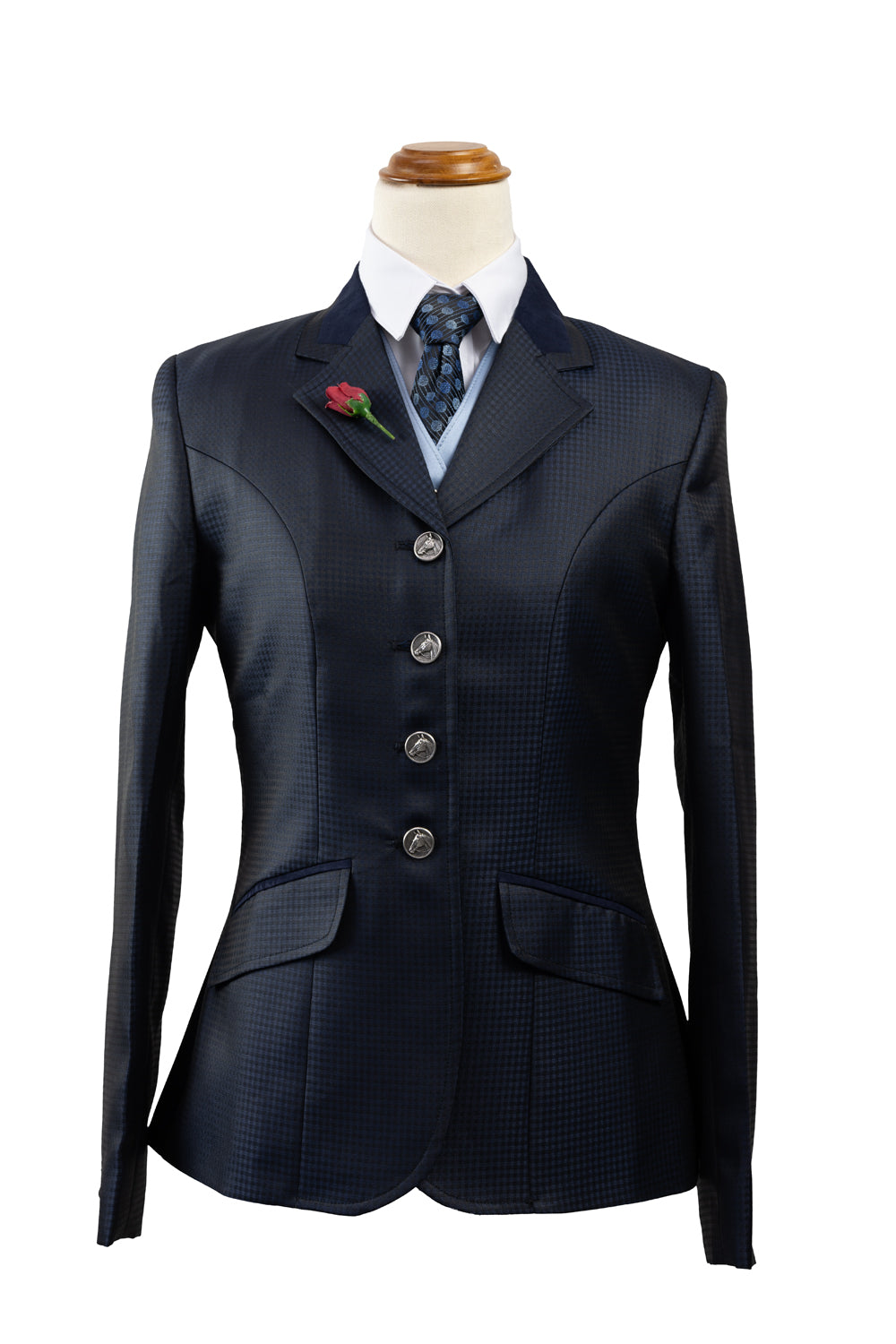 37 - 2024 Ladies Dark navy wool blend (with a subtle sheen and self pattern) Jacket