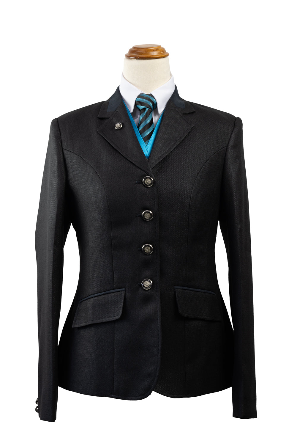 38 - 2024 Ladies Black wool blend (with subtle sheen and self pattern) Jacket