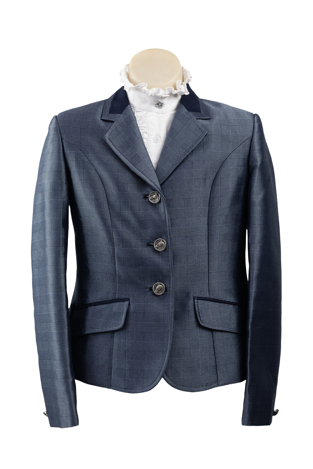 2024 - 09 Childrens navy blue and silver wool blend tweed with a subtle sheen Jacket