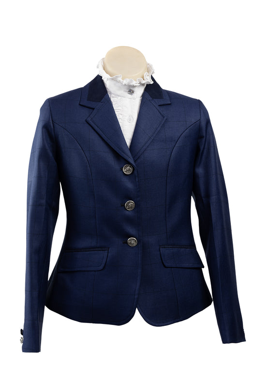 2024 - 18 Childrens navy fine wool blend with dark navy overcheck Jacket