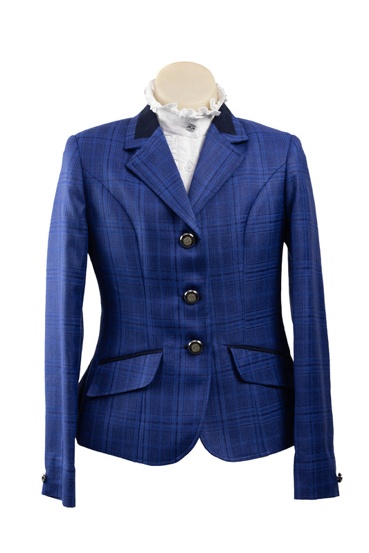 2024 - 20 Childrens vibrant royal blue tweed with navy overcheck Jacket