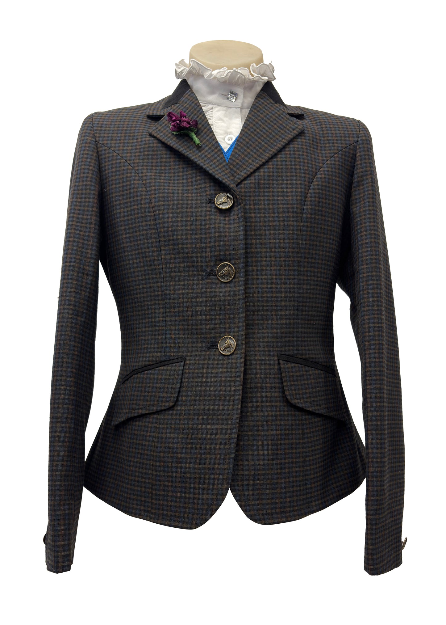 19 - 2025 Children's Brown Blue & Black Houndstooth Tweed Jacket