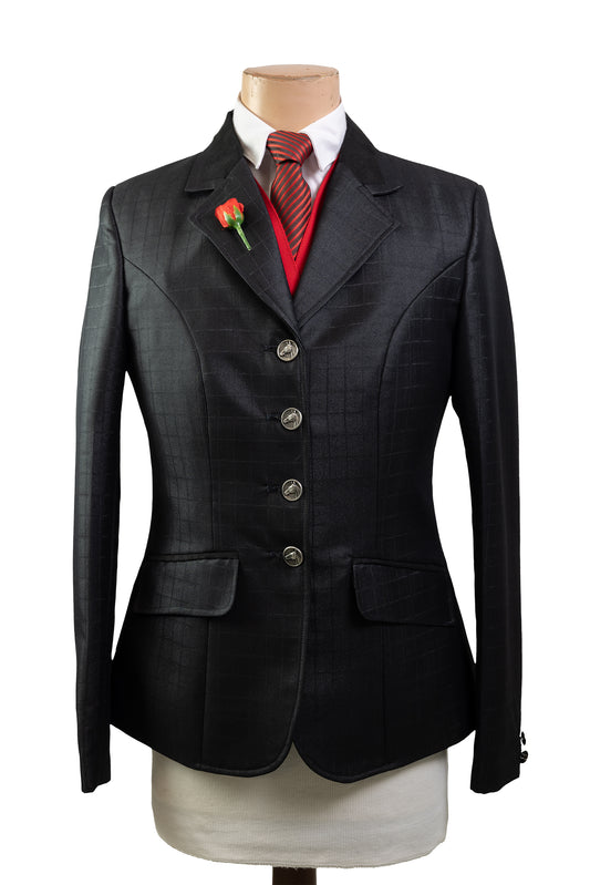 11 - 2022 Ladies Black wool blend with a subtle sheen and a self pattern Jacket