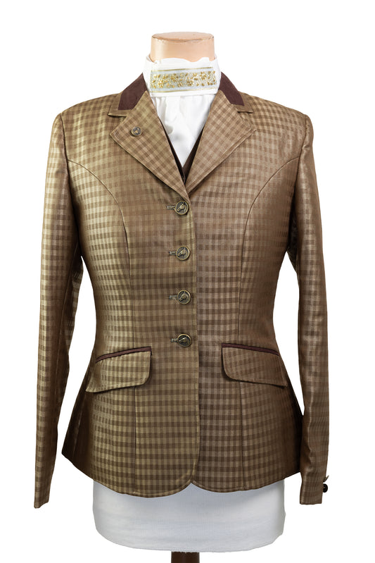 19 - 2022 Ladies Two tone gold and brown wool blend subtle sheen Jacket